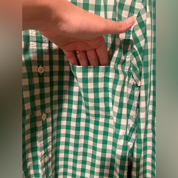 J.Crew Slim Fit Green & White Gingham Button-Down Shirt - size medium - Picture 2 of 8
